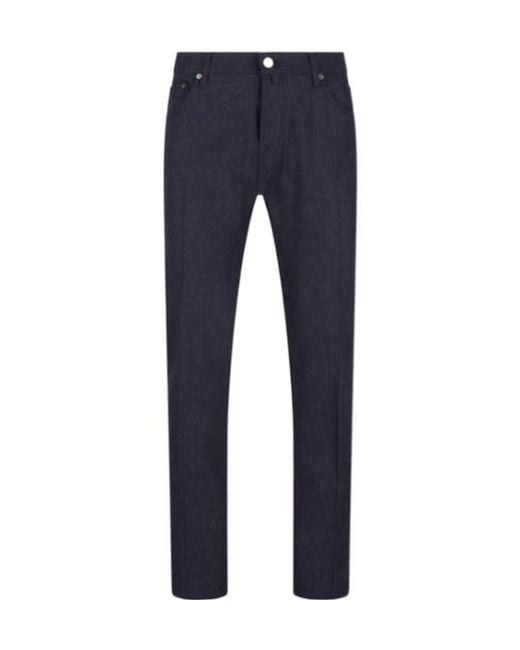 Jacob Cohen Blue Logo Patch Straight Leg Trousers for men