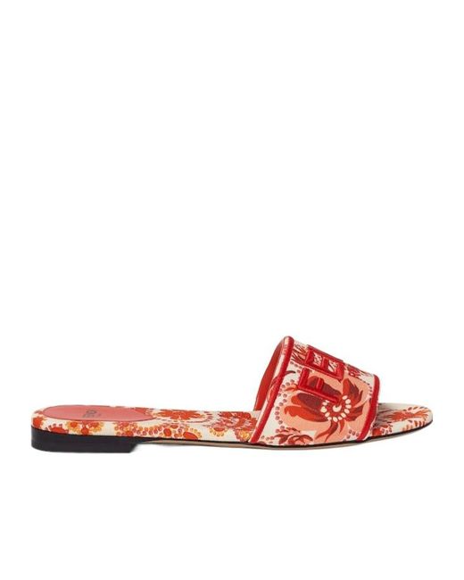 Fendi Red Sunshine Coral Bandana Printed Slides