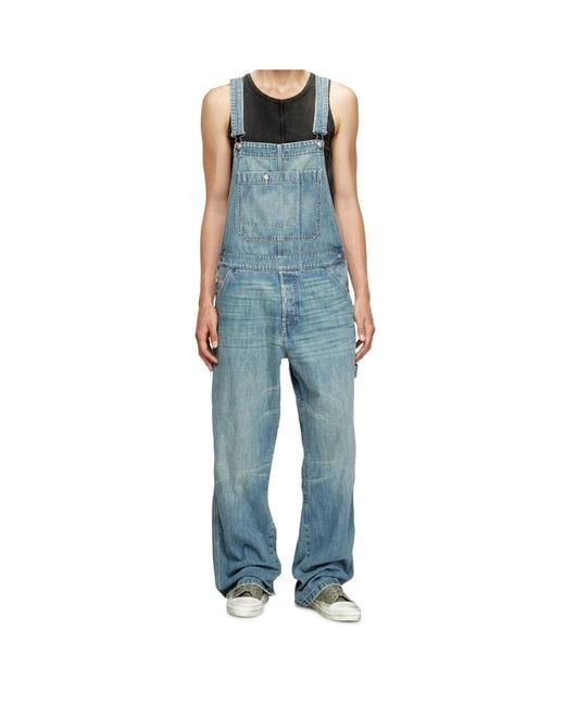 DIESEL Blue D-Framu-U Denim Dungarees for men