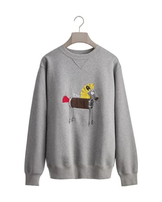 Dior Gray Sweatshirt With Horse Embroidery for men