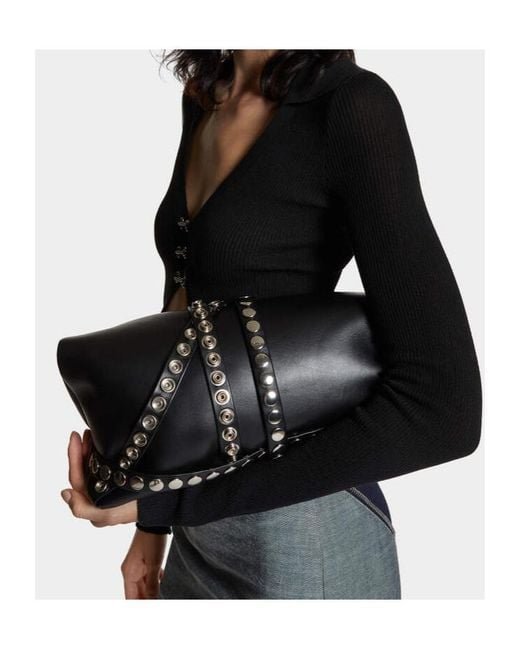 DSquared² Black Allover Studs Clutch Bag