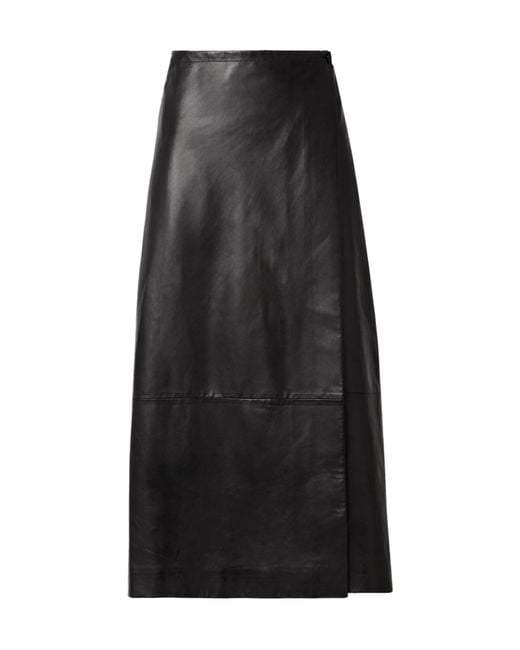 Khaite Black Panelled Wrap Midi Skirt