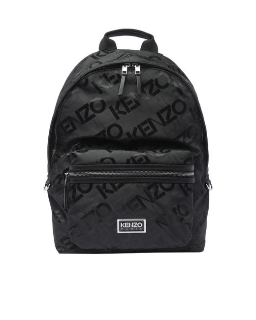 KENZO Logo Jacquard Zipped Backpack in Black for Men | Lyst