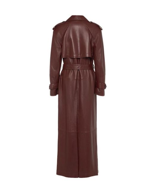 GIUSEPPE DI MORABITO Purple Double-Breasted Leather Trench Coat