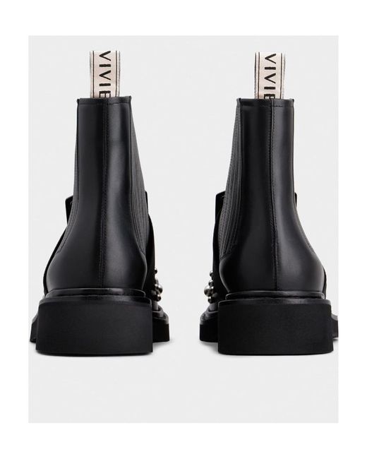 Roger Vivier Black Viv' Rangers Studs Lacquered Buckle Chelsea Ankle Boots