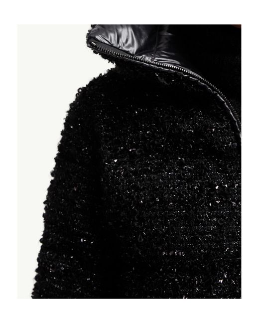 Moncler Black Urbel Tweed Short Down Jacket