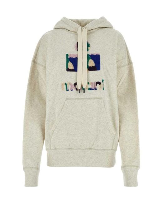Isabel Marant White Isabel Marant Étoile Flocked Logo Drawstring Hoodie