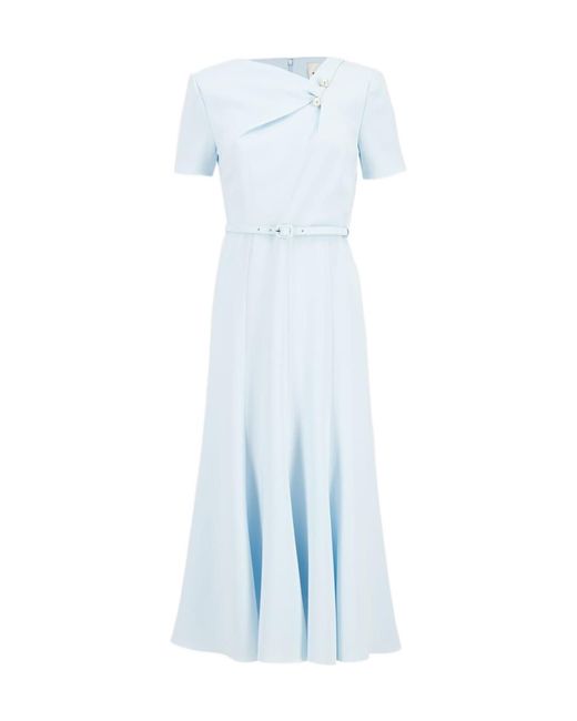 Roland Mouret Blue Tri-Fold Belted Midi Dress