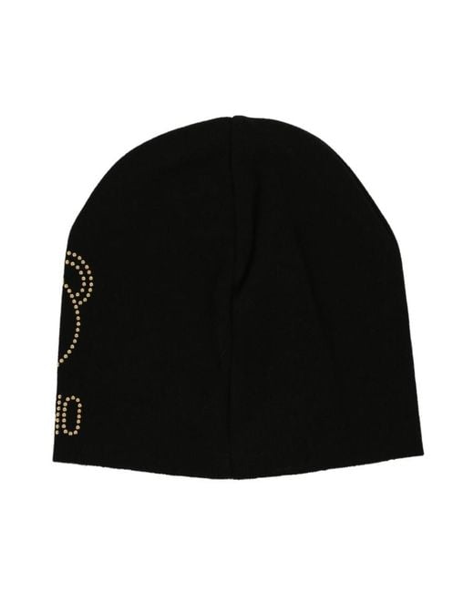 Moschino Black Logo Knitted Wool Hat