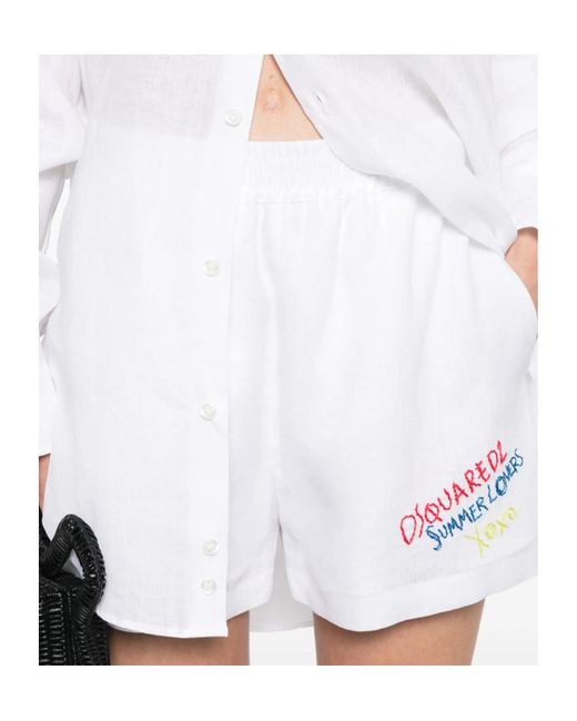 DSquared² Summer Lovers Baggy Shorts in White | Lyst