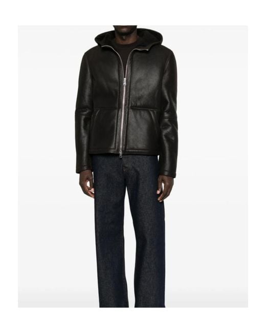 Dondup Black Long-Sleeve Leather Jacket for men