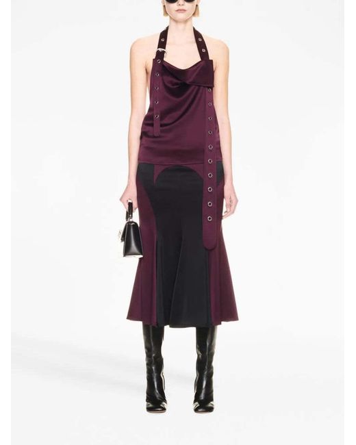 Off-White c/o Virgil Abloh Purple Pleated Satin Midi Skirt
