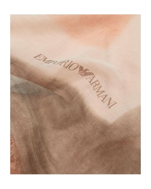 Emporio Armani Natural Logo Print Scarf