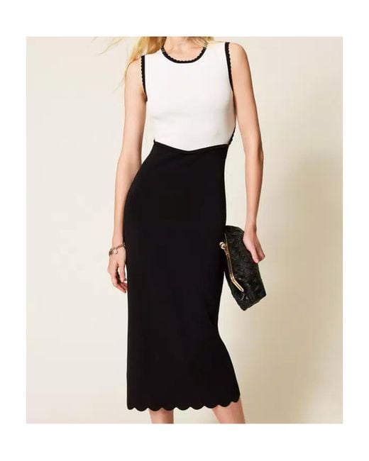 Twinset Black Colorblock Sleeveless Dress