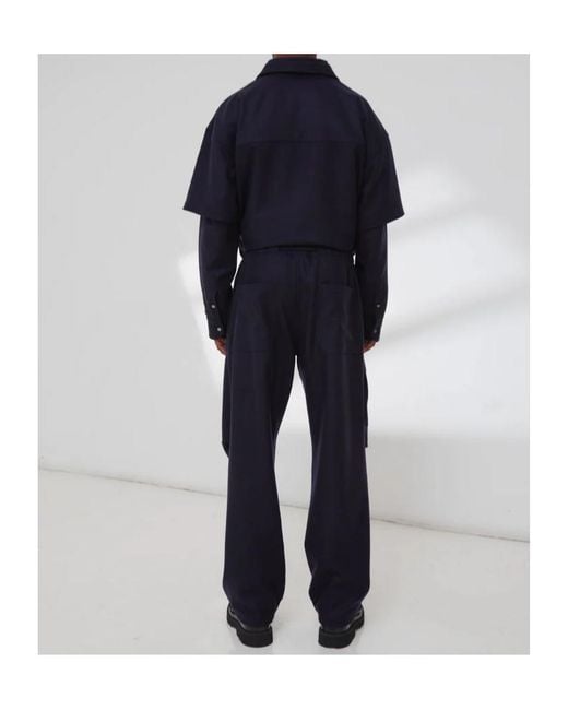 DARKPARK Blue Belted Wide-Leg Pants for men