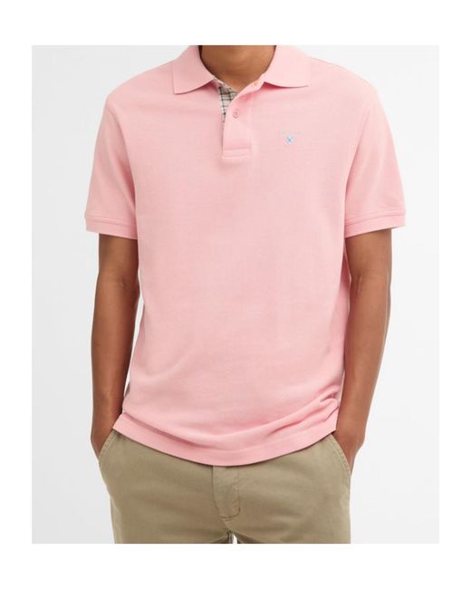 Barbour Pink Button-Down Short-Sleeved Polo Shirt for men