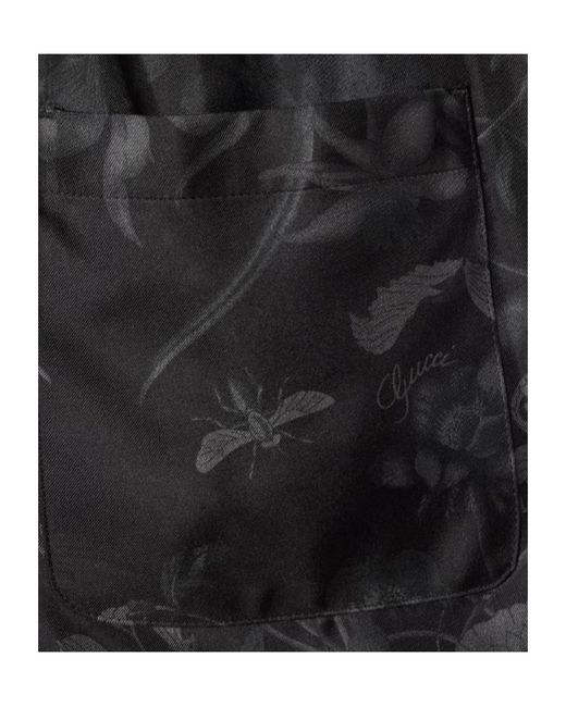 Gucci Black Printed Silk Twill Shorts for men
