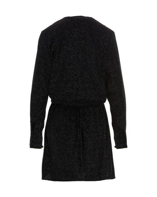 Isabel Marant Black Isabel Marant Étoile Long-Sleeved V-Neck Dress