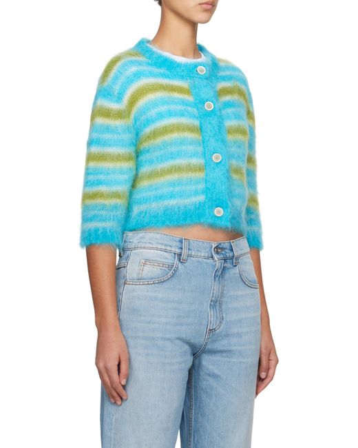 Marni Blue Striped Button Down Cardigan