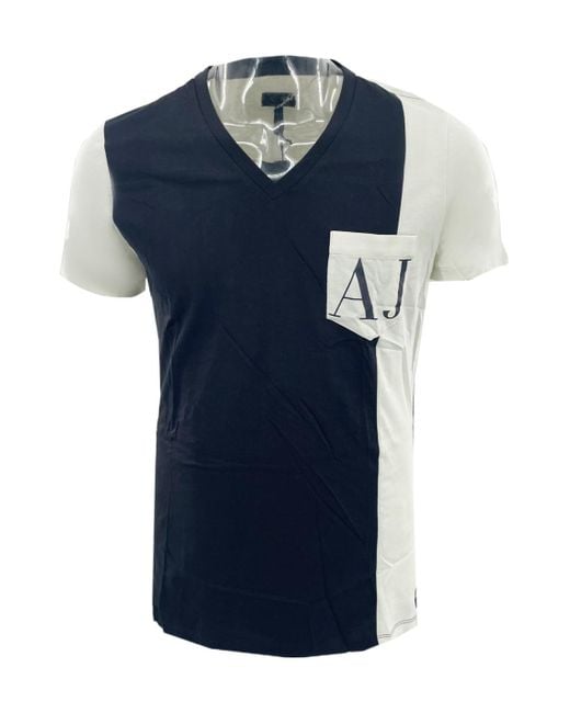 Armani Jeans Blue V-Neck Short-Sleeved T-Shirt for men
