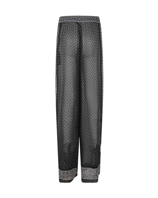 Ermanno Scervino Gray Printed Wide-Leg Pants