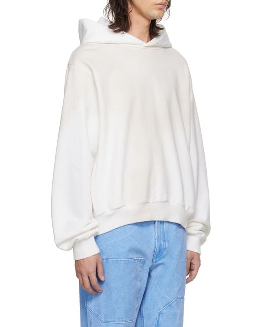 Acne White Logo Printed Long-Sleeved Hoodie for men