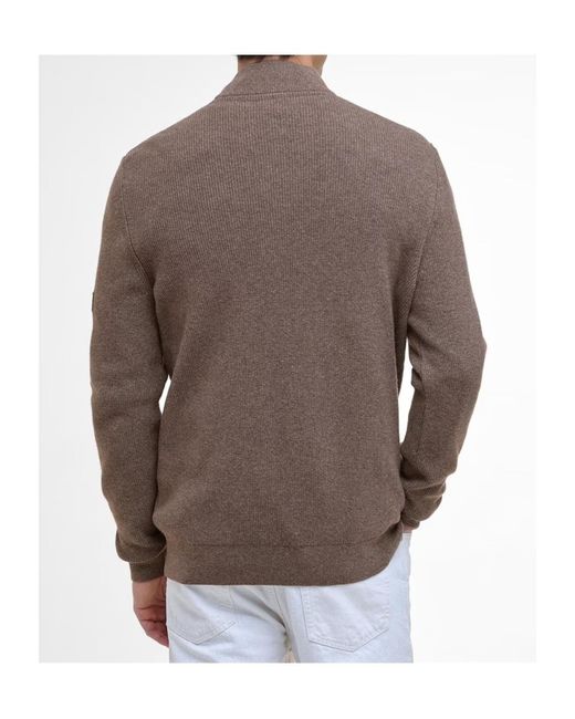 Barbour Brown Crawley Half Zip Jumper for men