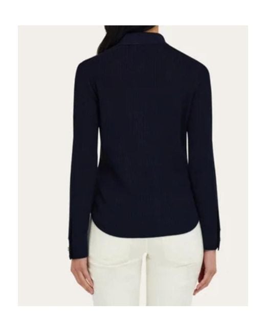 Ferragamo Blue Long-Sleeve Knit Top