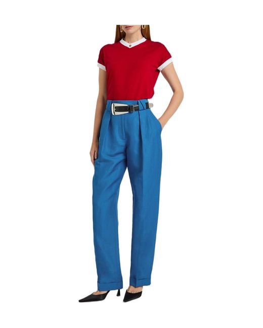 Versace Blue Solid Color Casual Long Pants