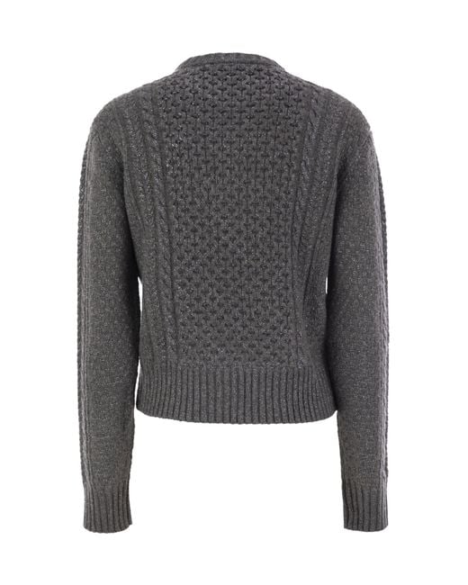 Fabiana Filippi Gray Cable-Knit Embellished Jumper