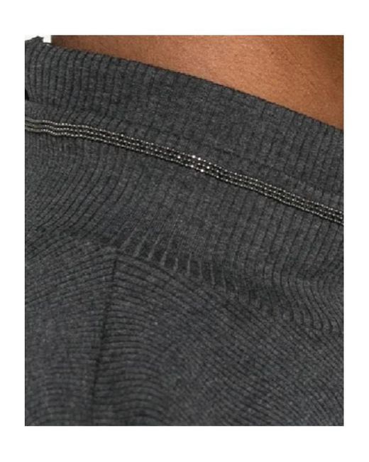 Brunello Cucinelli Gray High-Neck Ribbed Top