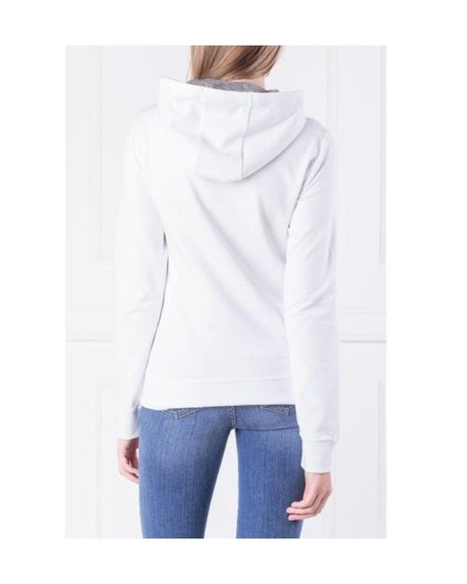 EA7 White Logo Hooded Sweater