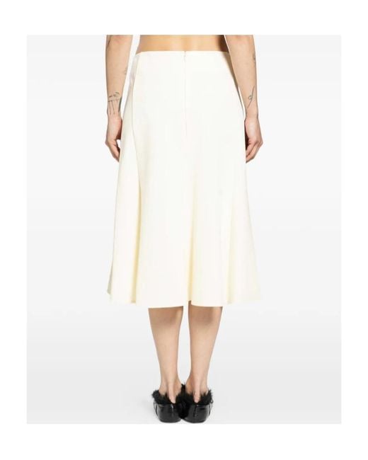 Jil Sander White A-Line Midi Skirt