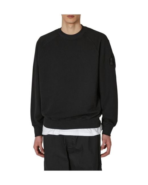 Stone Island Blue Logo-Patch Cotton Jumper for men