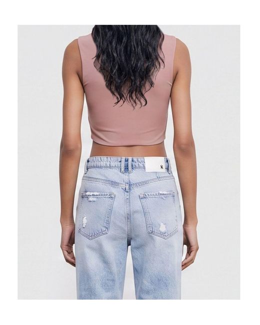 Patrizia Pepe Pink Square-Neck Top