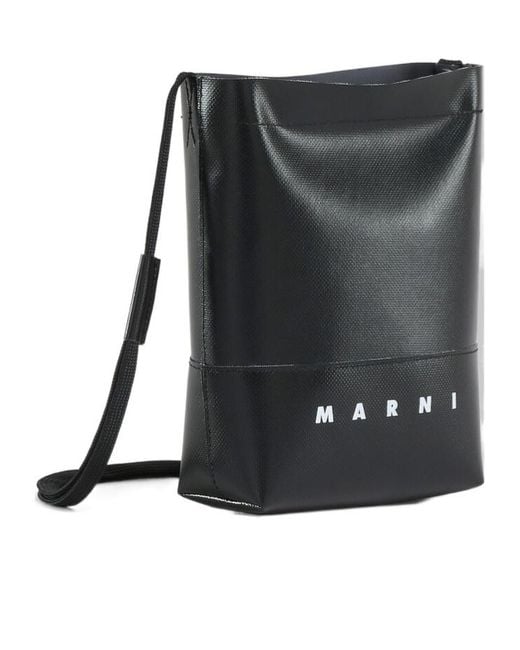 Marni Black Logo-Printed Shoulder Bag for men