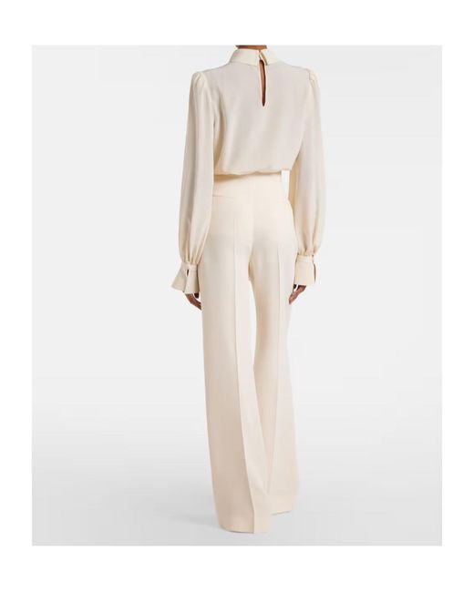 Valentino White Cady Couture Silk Flared Pants