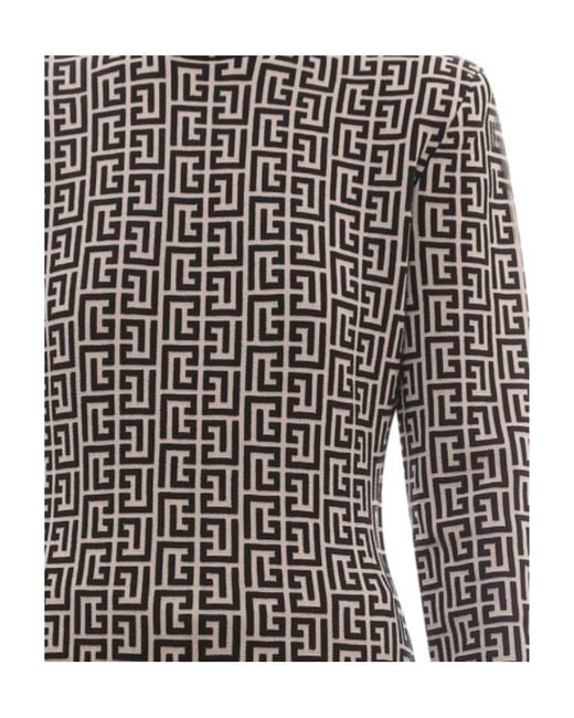 Balmain Multicolor Monogram Jacquard Slim Cut Knitted Jumper