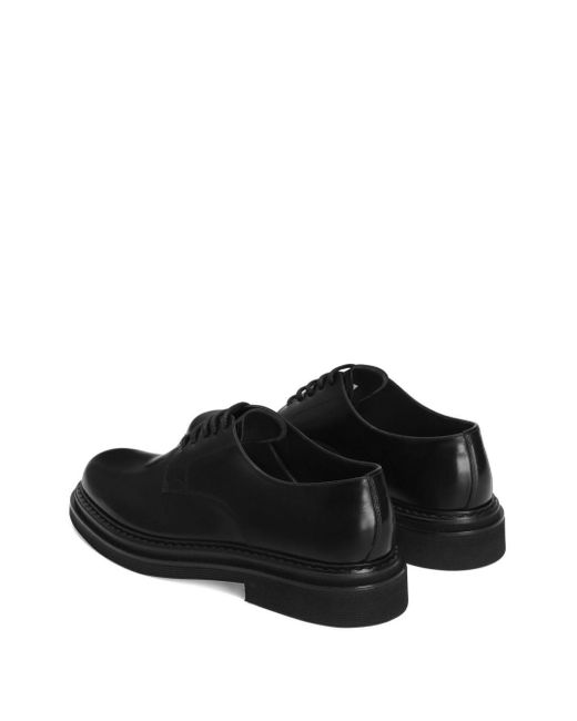 Dolce & Gabbana Black Round Toe Lace-Up Derby Shoes for men