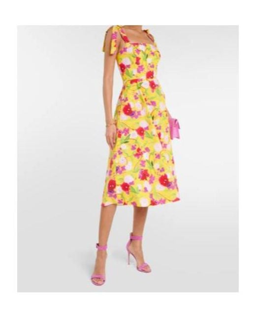 Carolina Herrera White Floral Print Midi Dress