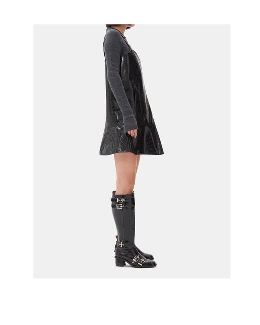 Ganni Black Future Coated Mini Dress