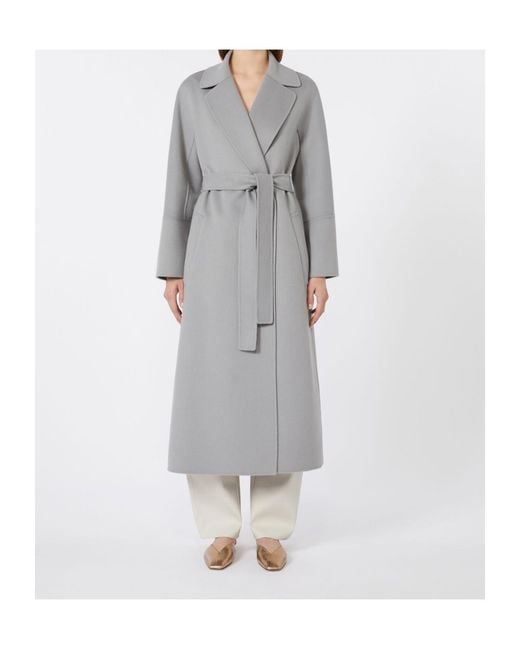 Max Mara Gray Wool Robe Coat