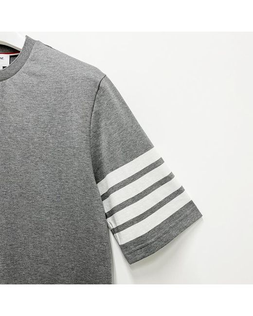 Thom Browne Gray Striped Sleeve T-Shirt for men