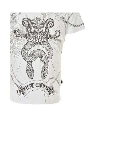 Just Cavalli White Printed Short-Sleeved T-Shirt for men
