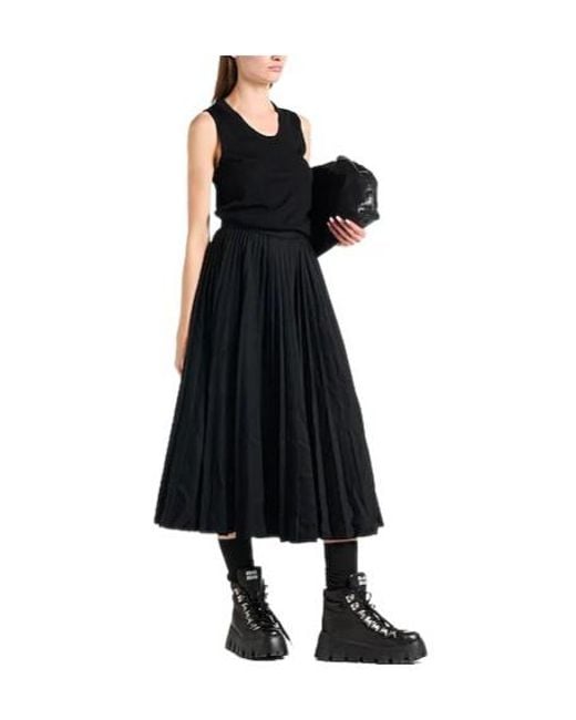 Balenciaga Black Solid Wool Pleated Skirt