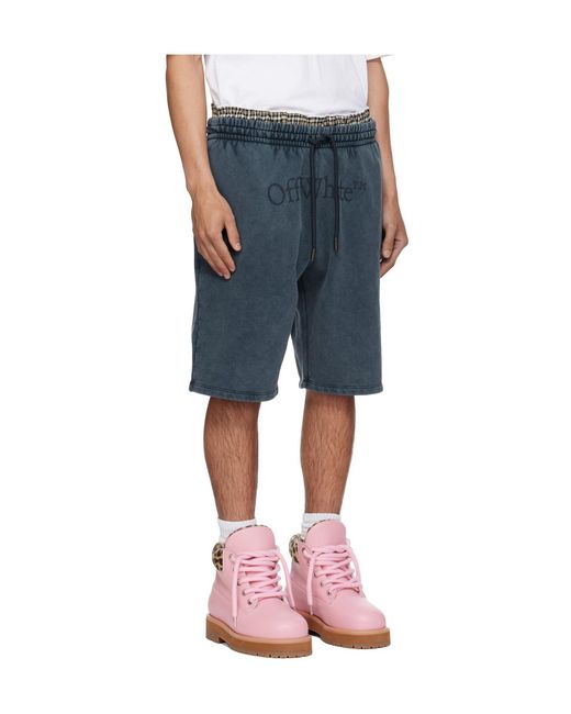 Off-White c/o Virgil Abloh Blue Drawstring Elastic-Waist Shorts for men