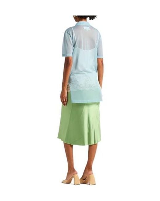 Maison Margiela Blue Solidcolor Lightweight Knit Shortsleeve Top