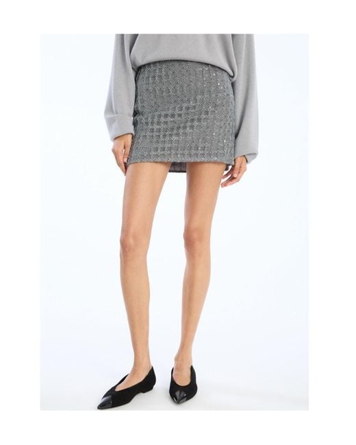 ROTATE BIRGER CHRISTENSEN Gray Beaded Mini Skirt