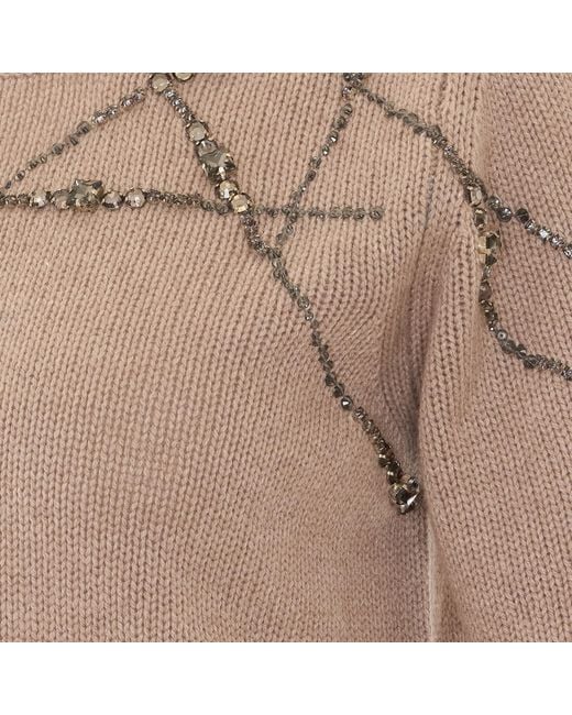 Fabiana Filippi Natural Embellished Knitted Top