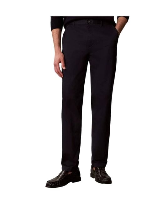 Calvin Klein Blue Straight-Leg Chino Trousers for men
